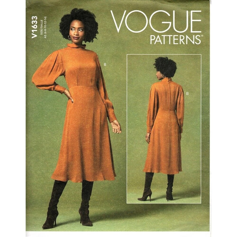 Vogue V1633 Misses 6 to 14 Fitted High Collar Dress Uncut Sewing Pattern